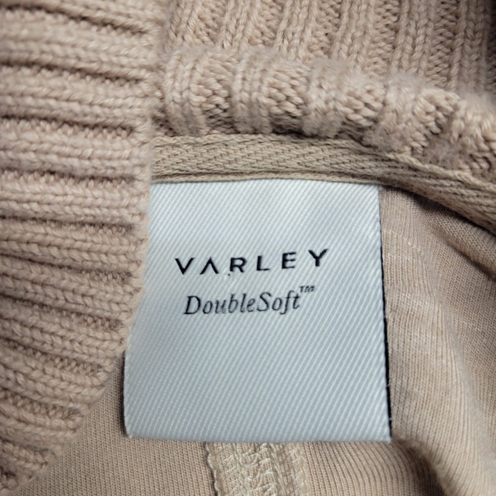 Varley DoubleSoft Niamh Tan Beige Full Zip Ribbed Mock Neck Jacket Medium - Picture 4 of 13